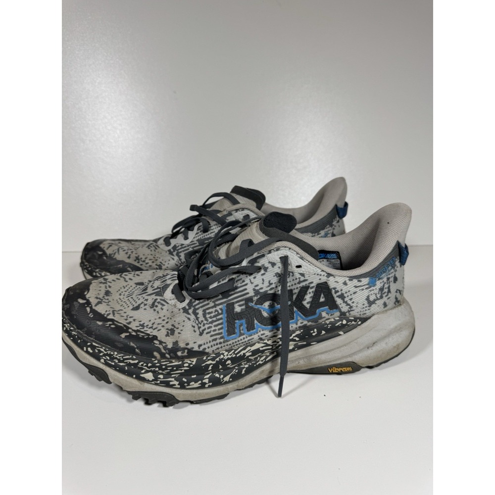 HOKA Speedgoat 6 GTX Men 11.5 D 46 Grey Blue Gore-Tex Trail Running Hiking Shoes